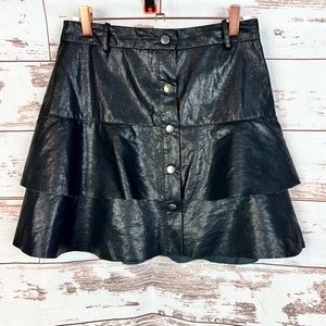Zara Tiered Faux Leather Mini Skirt Black Size Small